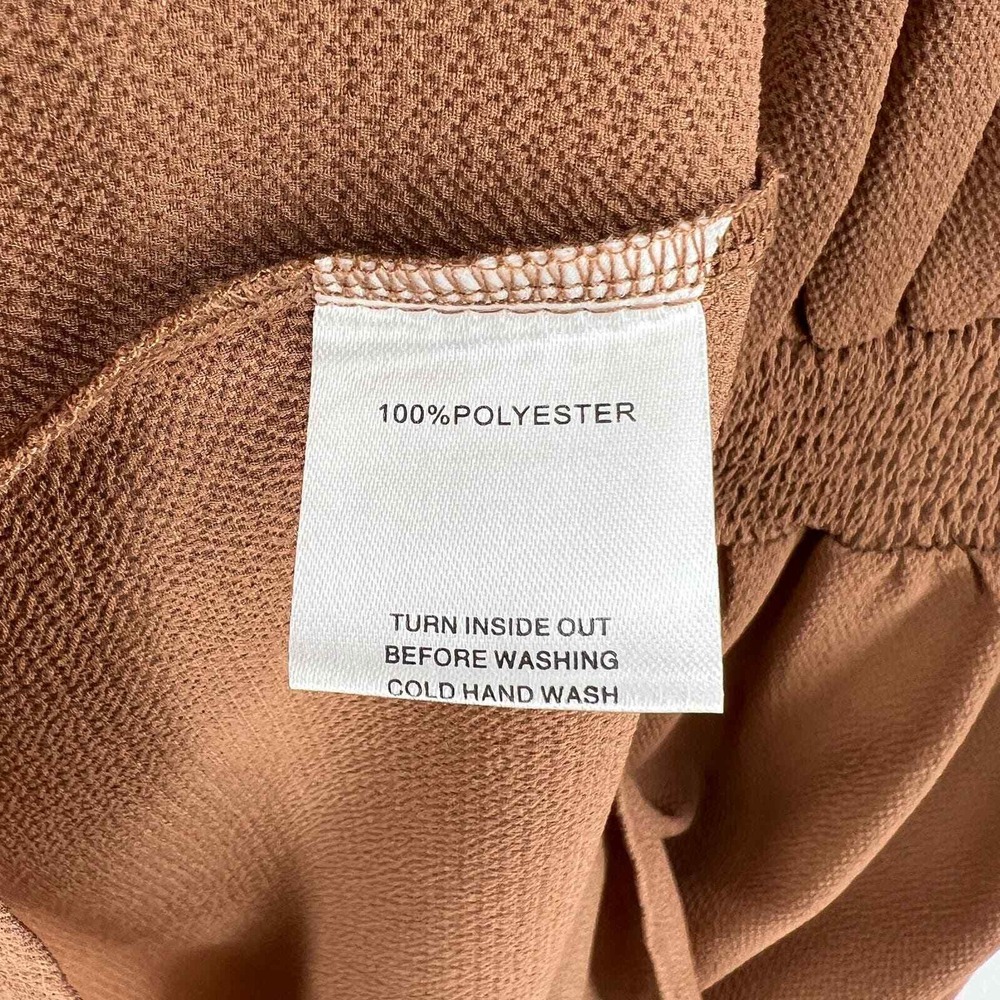 SABO SKIRT Mini Dress Women XS Brown Wrap Long Sleeve Smocked Waist Pull on - Picture 9 of 16